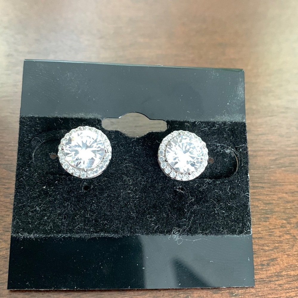 Cubic zirconia earrings. Halo style